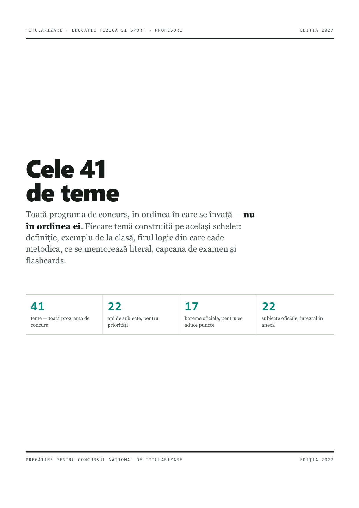 Coperta cărții „Cele 41 de teme — Titularizare EFS”